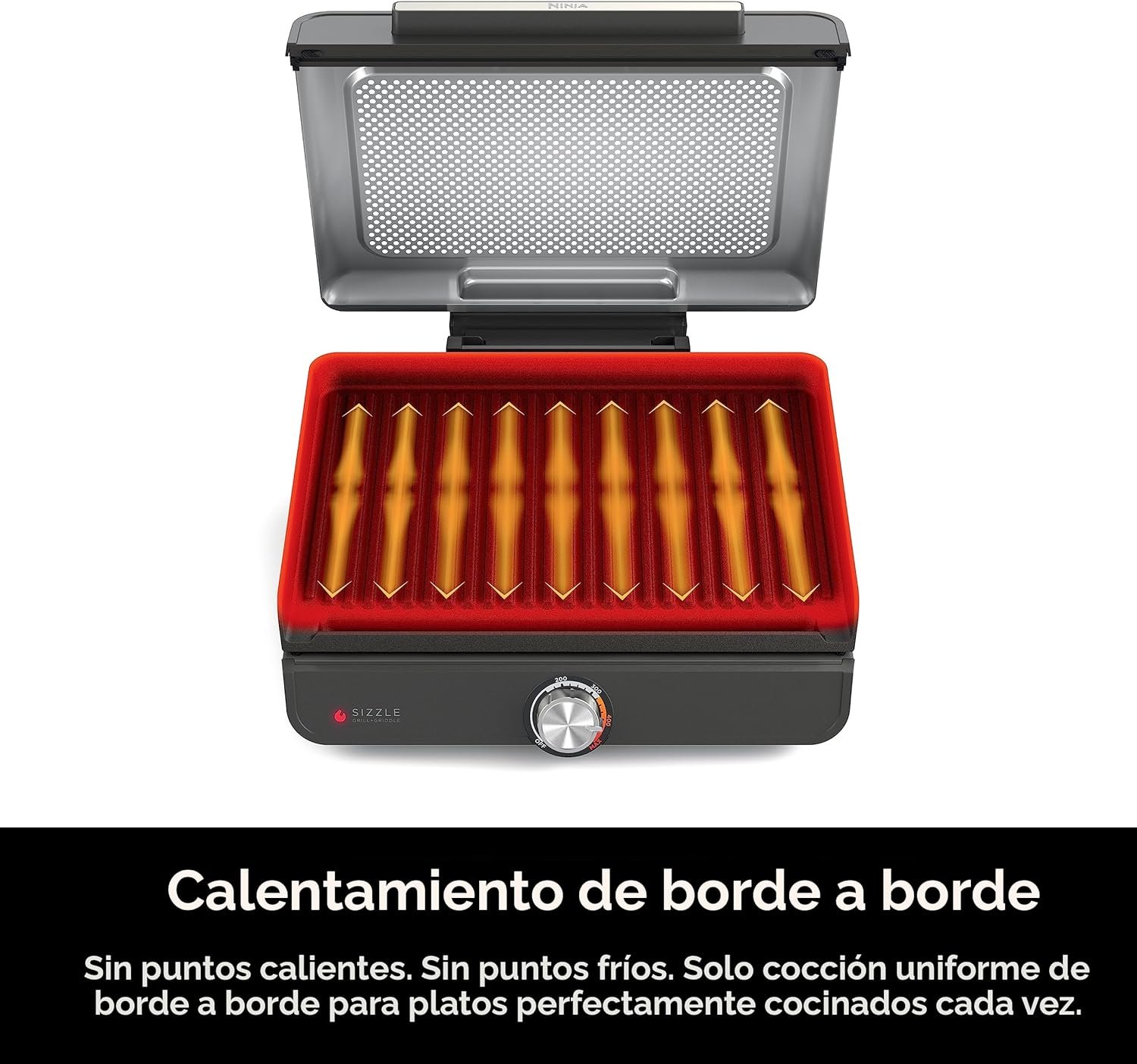 Ninja Plancha y parrilla de interior, 14 pulgadas, parrilla eléctrica, para bistec, hamburguesas, salmón, verduras y más, plancha para panqueques, antiadherente, apta para lavavajillas, 500F, cocción - Imagen 6