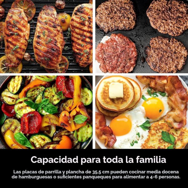 Ninja Plancha y parrilla de interior, 14 pulgadas, parrilla eléctrica, para bistec, hamburguesas, salmón, verduras y más, plancha para panqueques, antiadherente, apta para lavavajillas, 500F, cocción - Imagen 7