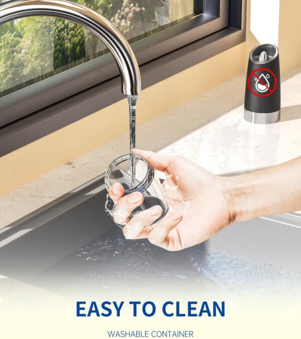 CIRCLE JOY Gravity - Juego de molinillo eléctrico de sal y pimienta con luz LED, funciona con pilas, grosor ajustable, gran capacidad, para el hogar, cocina, barbacoa - Imagen 7