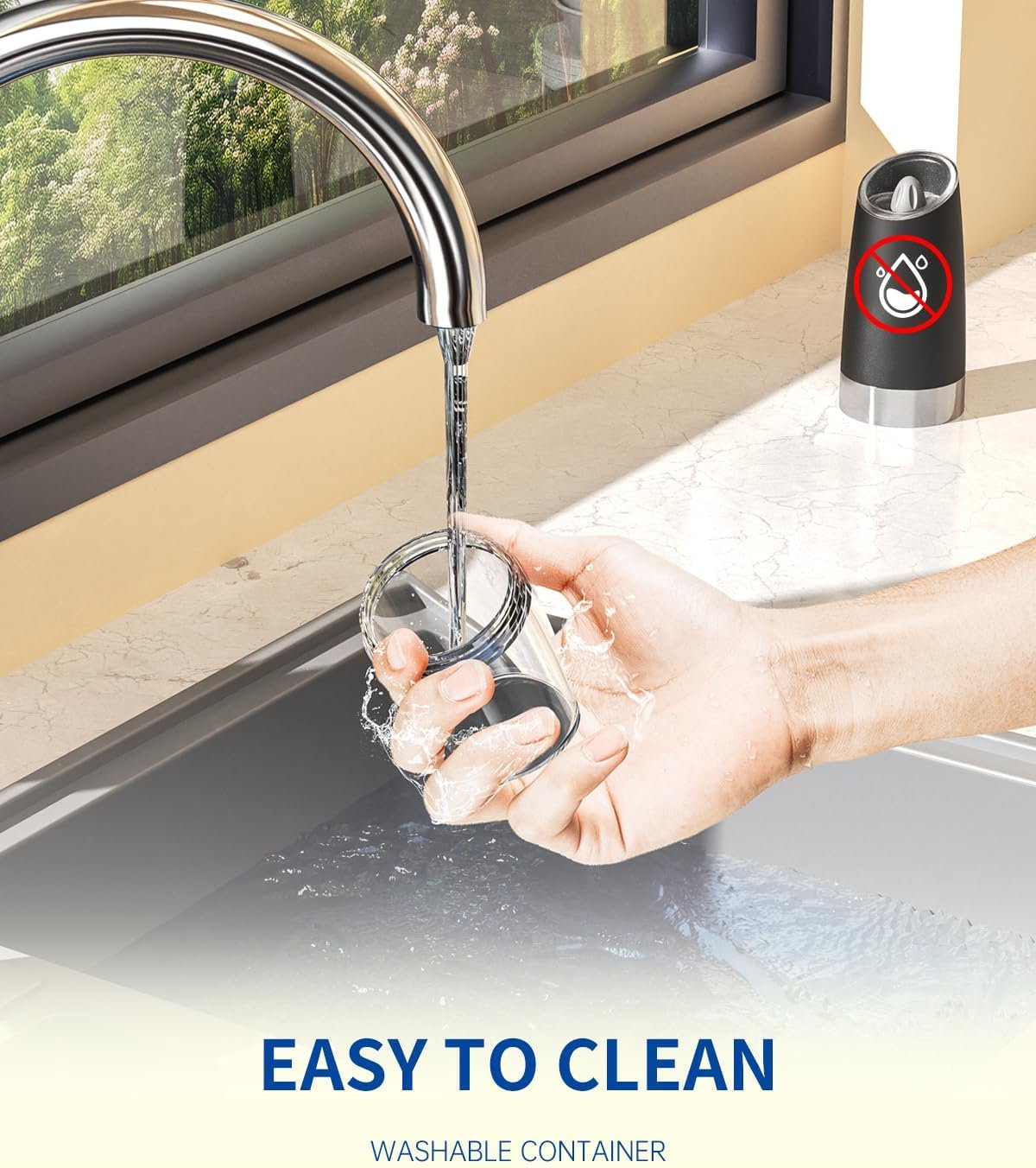 CIRCLE JOY Gravity - Juego de molinillo eléctrico de sal y pimienta con luz LED, funciona con pilas, grosor ajustable, gran capacidad, para el hogar, cocina, barbacoa - Imagen 7