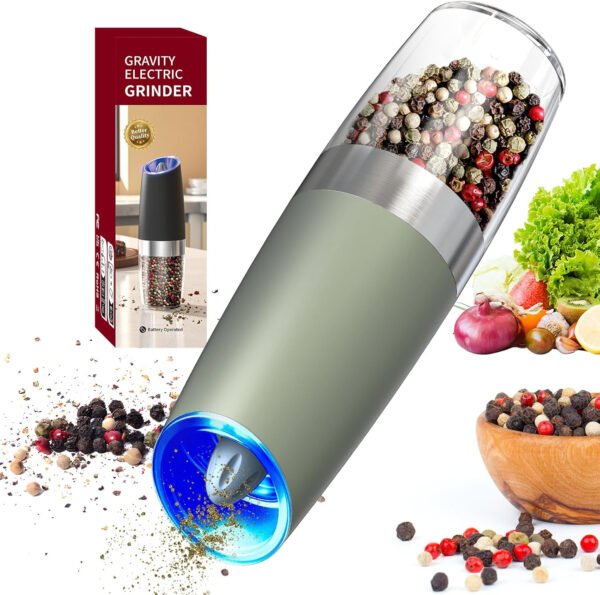 CIRCLE JOY Gravity - Juego de molinillo eléctrico de sal y pimienta con luz LED, funciona con pilas, grosor ajustable, gran capacidad, para el hogar, cocina, barbacoa - Imagen 58