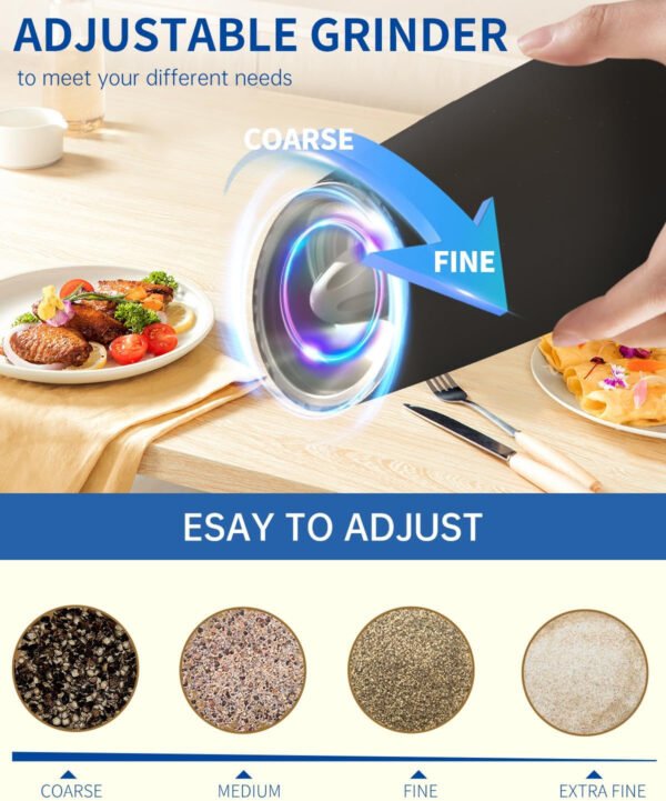 CIRCLE JOY Gravity - Juego de molinillo eléctrico de sal y pimienta con luz LED, funciona con pilas, grosor ajustable, gran capacidad, para el hogar, cocina, barbacoa - Imagen 63