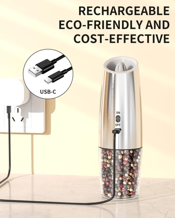 CIRCLE JOY Gravity - Juego de molinillo eléctrico de sal y pimienta con luz LED, funciona con pilas, grosor ajustable, gran capacidad, para el hogar, cocina, barbacoa - Imagen 68