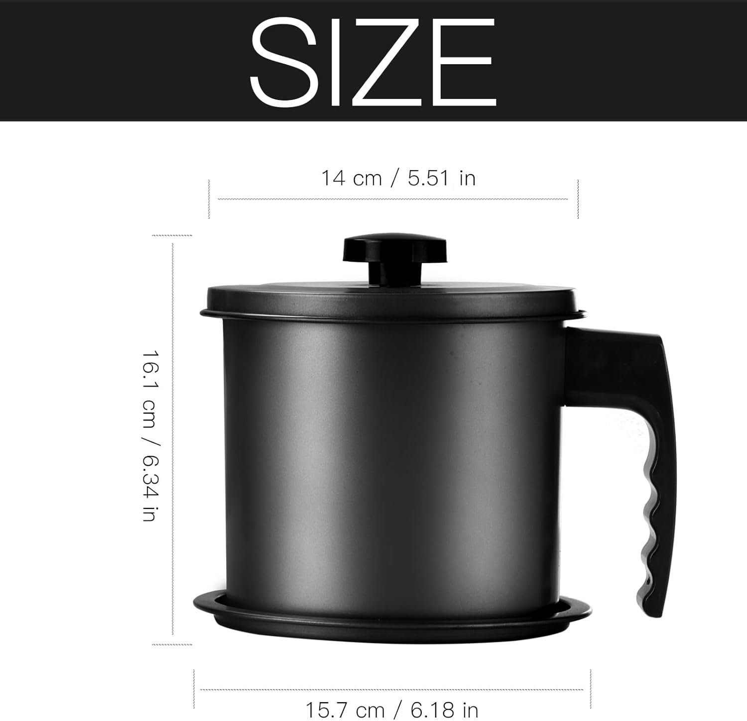 Cambom Contenedor de grasa de tocino con colador de malla fina, 1.3 l/casi 6 tazas completas, lata de aceite de cocina de hierro con bandeja extraíble para almacenamiento de grasa de cocina - Imagen 3