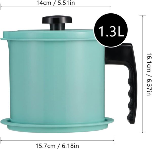 Cambom Contenedor de grasa de tocino con colador de malla fina, 1.3 l/casi 6 tazas completas, lata de aceite de cocina de hierro con bandeja extraíble para almacenamiento de grasa de cocina - Imagen 11