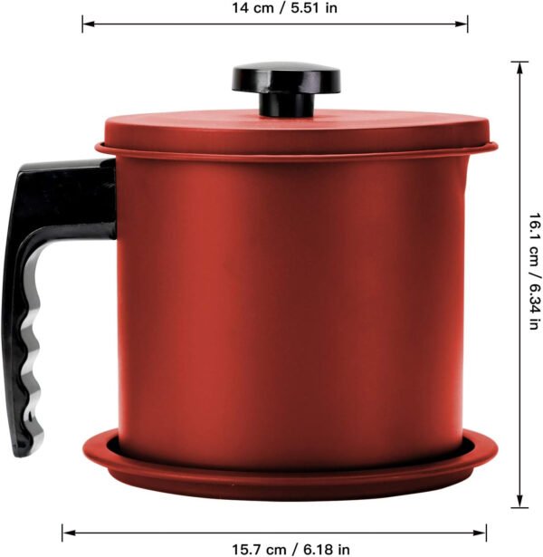 Cambom Contenedor de grasa de tocino con colador de malla fina, 1.3 l/casi 6 tazas completas, lata de aceite de cocina de hierro con bandeja extraíble para almacenamiento de grasa de cocina - Imagen 21