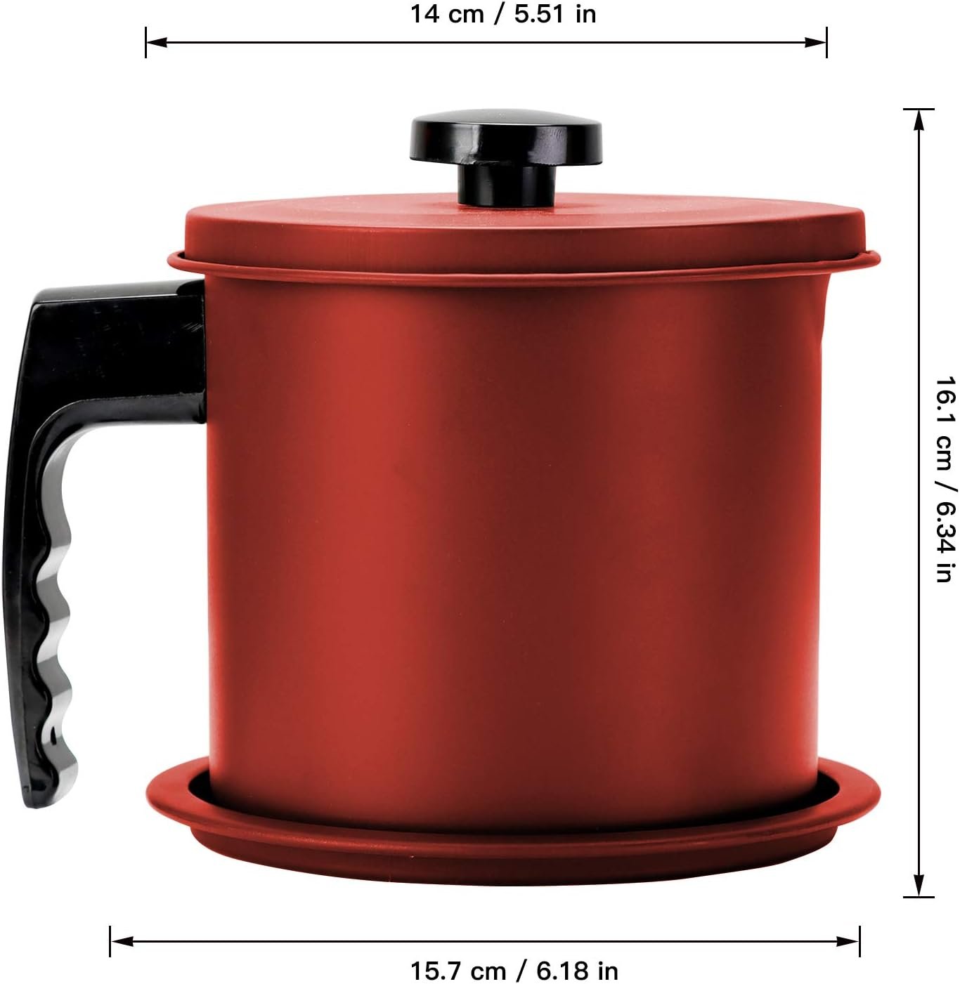 Cambom Contenedor de grasa de tocino con colador de malla fina, 1.3 l/casi 6 tazas completas, lata de aceite de cocina de hierro con bandeja extraíble para almacenamiento de grasa de cocina - Imagen 21