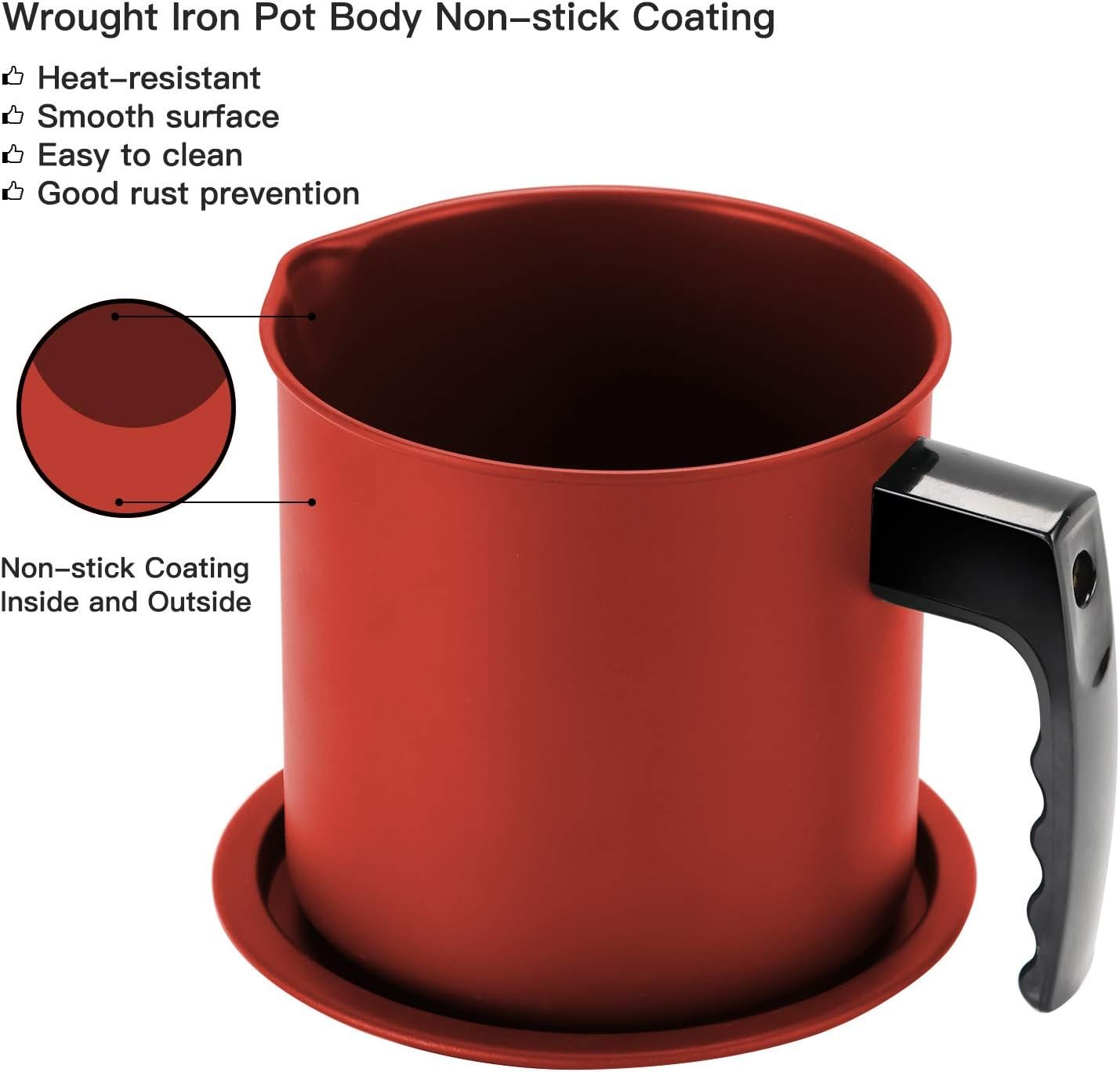 Cambom Contenedor de grasa de tocino con colador de malla fina, 1.3 l/casi 6 tazas completas, lata de aceite de cocina de hierro con bandeja extraíble para almacenamiento de grasa de cocina - Imagen 23