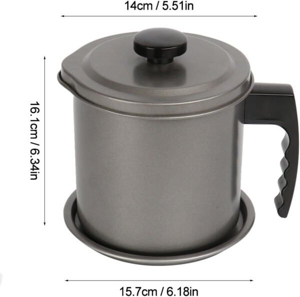 Cambom Contenedor de grasa de tocino con colador de malla fina, 1.3 l/casi 6 tazas completas, lata de aceite de cocina de hierro con bandeja extraíble para almacenamiento de grasa de cocina - Imagen 29
