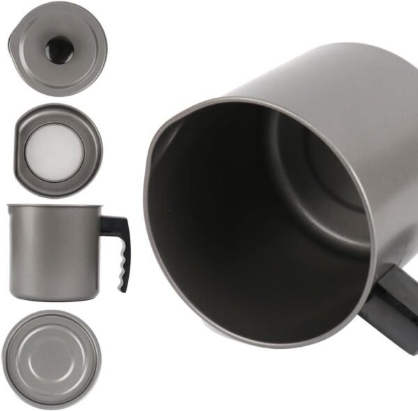 Cambom Contenedor de grasa de tocino con colador de malla fina, 1.3 l/casi 6 tazas completas, lata de aceite de cocina de hierro con bandeja extraíble para almacenamiento de grasa de cocina - Imagen 30