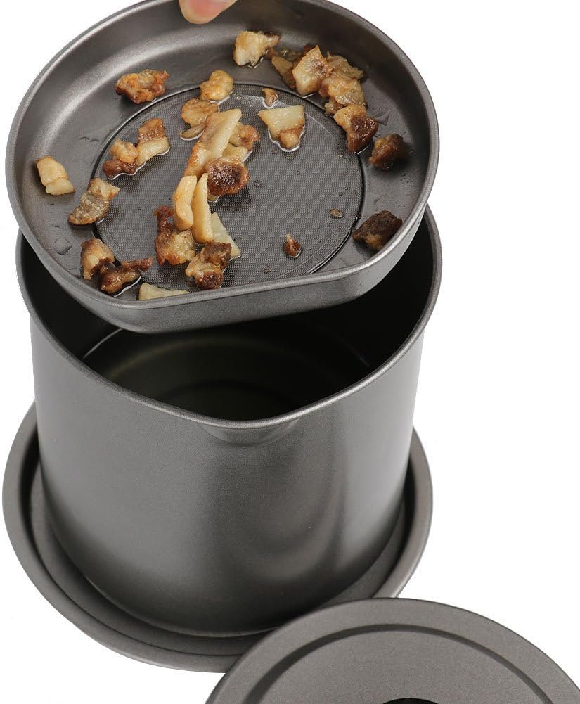 Cambom Contenedor de grasa de tocino con colador de malla fina, 1.3 l/casi 6 tazas completas, lata de aceite de cocina de hierro con bandeja extraíble para almacenamiento de grasa de cocina - Imagen 33