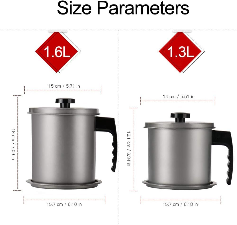 Cambom Contenedor de grasa de tocino con colador de malla fina, 1.3 l/casi 6 tazas completas, lata de aceite de cocina de hierro con bandeja extraíble para almacenamiento de grasa de cocina - Imagen 35
