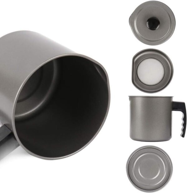 Cambom Contenedor de grasa de tocino con colador de malla fina, 1.3 l/casi 6 tazas completas, lata de aceite de cocina de hierro con bandeja extraíble para almacenamiento de grasa de cocina - Imagen 36