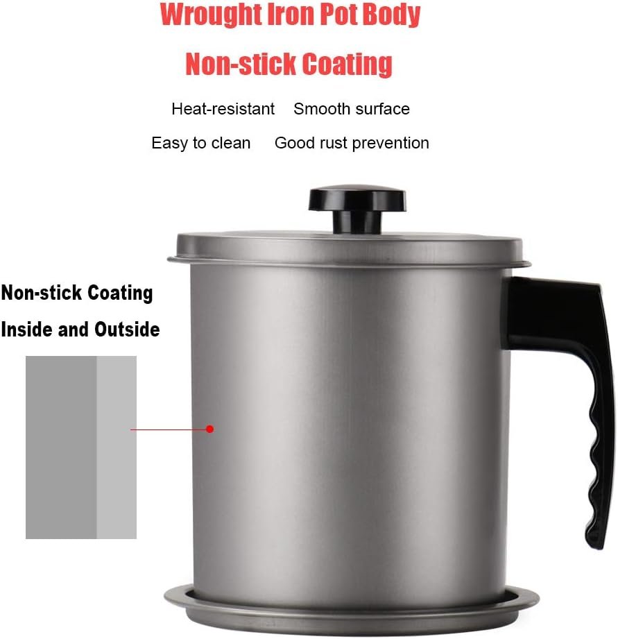 Cambom Contenedor de grasa de tocino con colador de malla fina, 1.3 l/casi 6 tazas completas, lata de aceite de cocina de hierro con bandeja extraíble para almacenamiento de grasa de cocina - Imagen 37