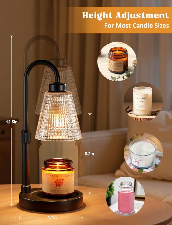 Innqoo Lámpara calentadora de velas con temporizador, calentador de velas regulable para velas de tarro, calentador de cera ajustable en altura, regalos de cumpleaños para mujeres, mamá, regalos de - Imagen 2