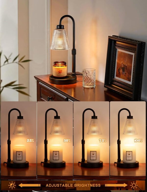Innqoo Lámpara calentadora de velas con temporizador, calentador de velas regulable para velas de tarro, calentador de cera ajustable en altura, regalos de cumpleaños para mujeres, mamá, regalos de - Imagen 3