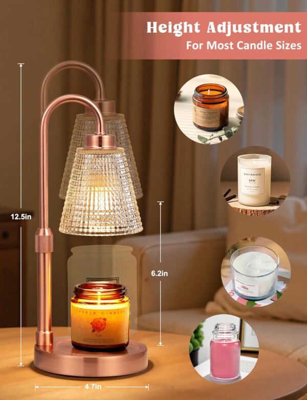 Innqoo Lámpara calentadora de velas con temporizador, calentador de velas regulable para velas de tarro, calentador de cera ajustable en altura, regalos de cumpleaños para mujeres, mamá, regalos de - Imagen 10
