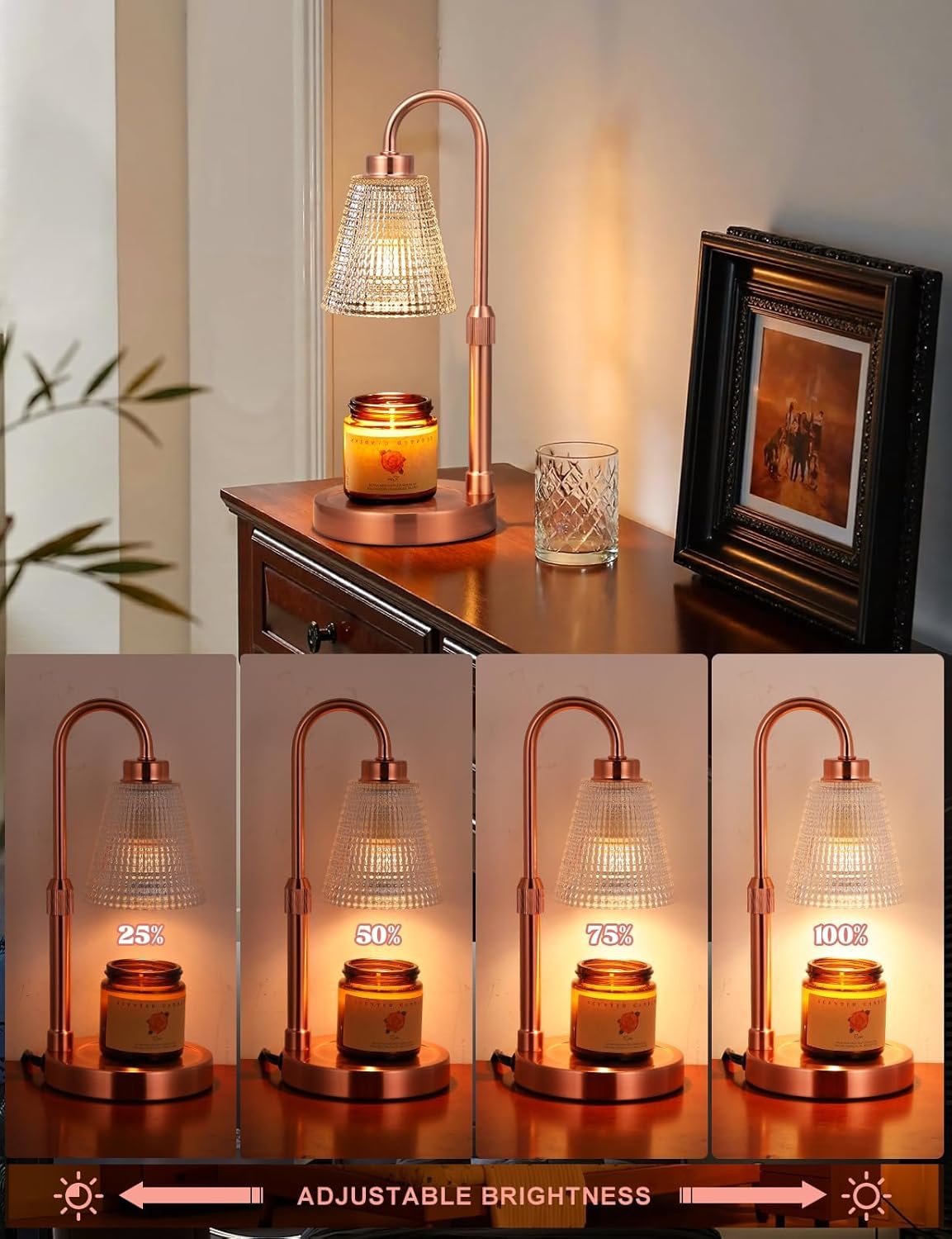 Innqoo Lámpara calentadora de velas con temporizador, calentador de velas regulable para velas de tarro, calentador de cera ajustable en altura, regalos de cumpleaños para mujeres, mamá, regalos de - Imagen 11
