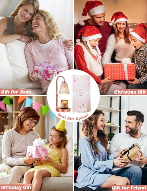 Innqoo Lámpara calentadora de velas con temporizador, calentador de velas regulable para velas de tarro, calentador de cera ajustable en altura, regalos de cumpleaños para mujeres, mamá, regalos de - Imagen 15