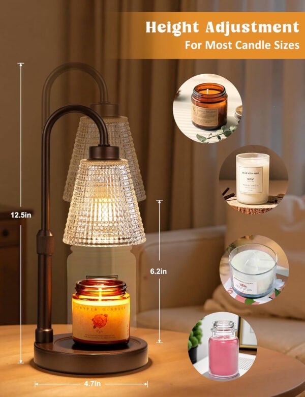 Innqoo Lámpara calentadora de velas con temporizador, calentador de velas regulable para velas de tarro, calentador de cera ajustable en altura, regalos de cumpleaños para mujeres, mamá, regalos de - Imagen 17