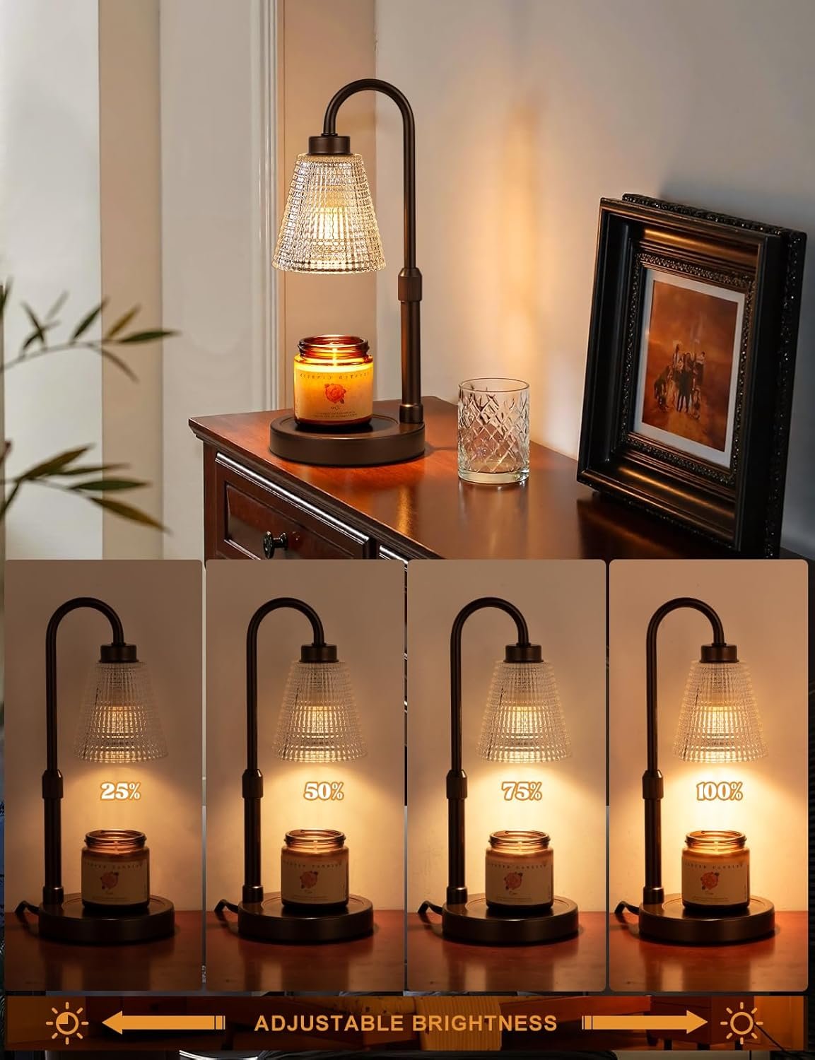 Innqoo Lámpara calentadora de velas con temporizador, calentador de velas regulable para velas de tarro, calentador de cera ajustable en altura, regalos de cumpleaños para mujeres, mamá, regalos de - Imagen 18
