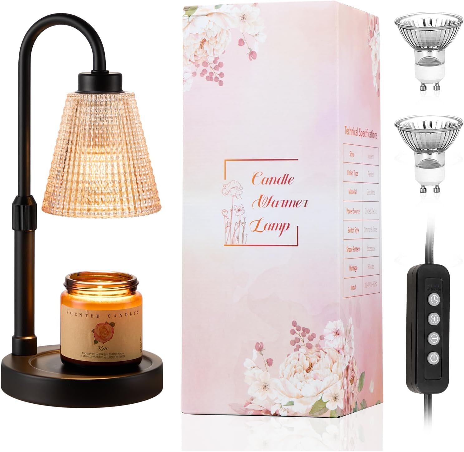 Innqoo Lámpara calentadora de velas con temporizador, calentador de velas regulable para velas de tarro, calentador de cera ajustable en altura, regalos de cumpleaños para mujeres, mamá, regalos de - Imagen 37