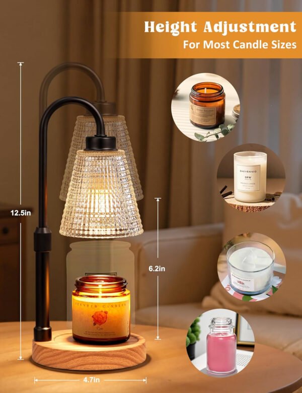 Innqoo Lámpara calentadora de velas con temporizador, calentador de velas regulable para velas de tarro, calentador de cera ajustable en altura, regalos de cumpleaños para mujeres, mamá, regalos de - Imagen 47