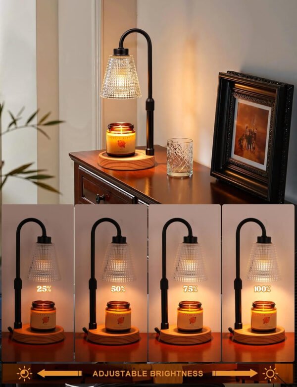 Innqoo Lámpara calentadora de velas con temporizador, calentador de velas regulable para velas de tarro, calentador de cera ajustable en altura, regalos de cumpleaños para mujeres, mamá, regalos de - Imagen 48