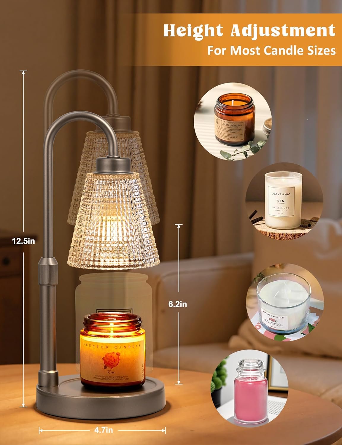 Innqoo Lámpara calentadora de velas con temporizador, calentador de velas regulable para velas de tarro, calentador de cera ajustable en altura, regalos de cumpleaños para mujeres, mamá, regalos de - Imagen 69