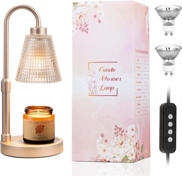 Innqoo Lámpara calentadora de velas con temporizador, calentador de velas regulable para velas de tarro, calentador de cera ajustable en altura, regalos de cumpleaños para mujeres, mamá, regalos de - Imagen 97