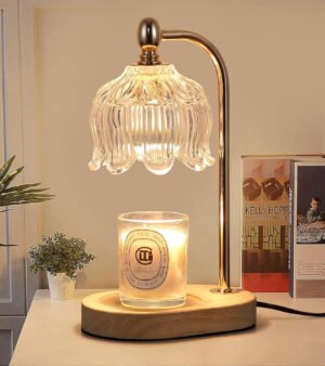 Lámpara calentadora de velas con temporizador y regulador, regalos de luz dorada eléctrica para mujeres, lámpara calentadora de cera derretida con 2 bombillas para tarros de velas, decoración del hogar, dormitorio