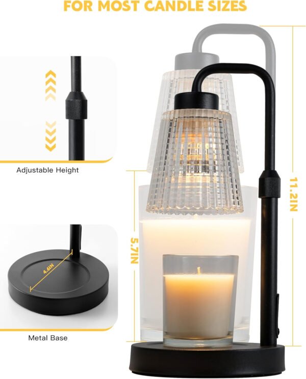 Lámpara calentadora de velas con temporizador regulable, altura ajustable, regalos de inauguración de la casa, decoración de habitación del hogar, regalos de cumpleaños para mujeres y mamá, - Imagen 2