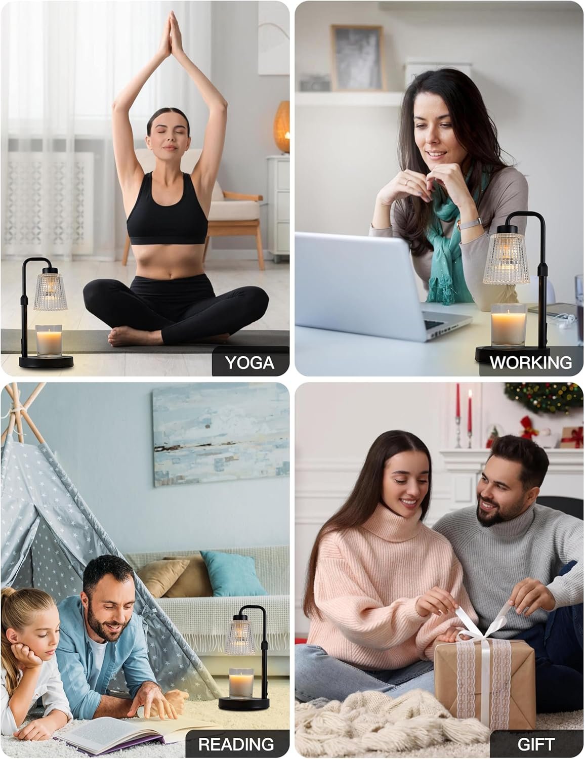 Lámpara calentadora de velas con temporizador regulable, altura ajustable, regalos de inauguración de la casa, decoración de habitación del hogar, regalos de cumpleaños para mujeres y mamá, - Imagen 7