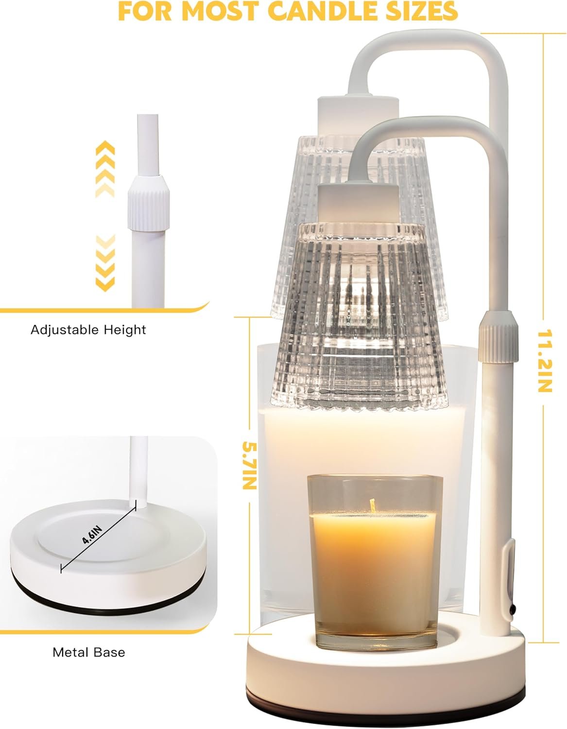 Lámpara calentadora de velas con temporizador regulable, altura ajustable, regalos de inauguración de la casa, decoración de habitación del hogar, regalos de cumpleaños para mujeres y mamá, - Imagen 11