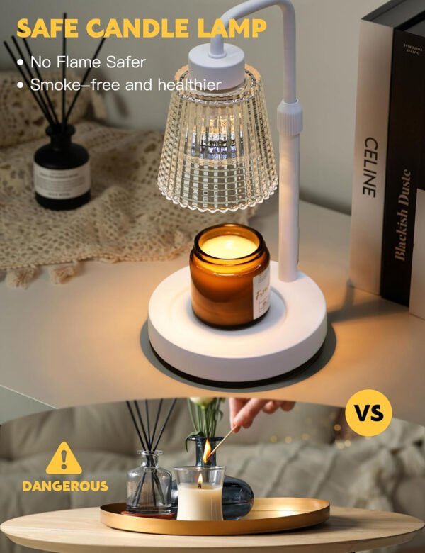 Lámpara calentadora de velas con temporizador regulable, altura ajustable, regalos de inauguración de la casa, decoración de habitación del hogar, regalos de cumpleaños para mujeres y mamá, - Imagen 12