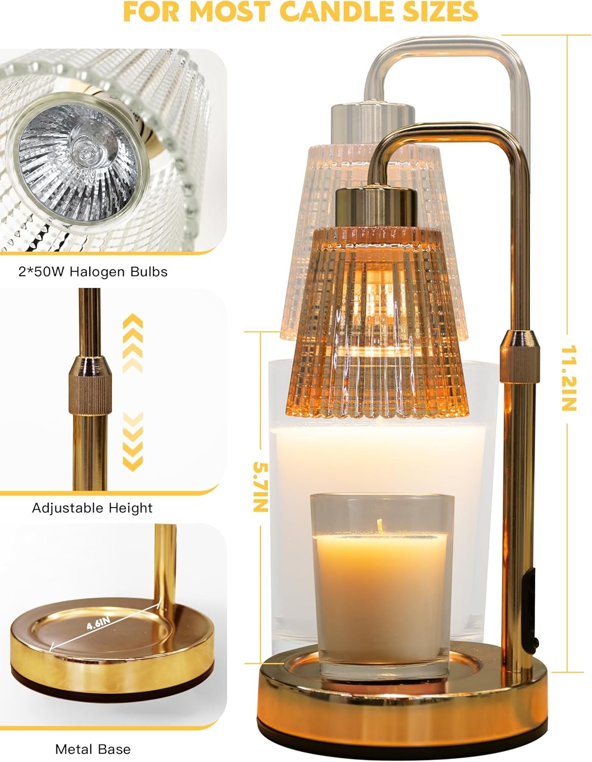 Lámpara calentadora de velas con temporizador regulable, altura ajustable, regalos de inauguración de la casa, decoración de habitación del hogar, regalos de cumpleaños para mujeres y mamá, - Imagen 16