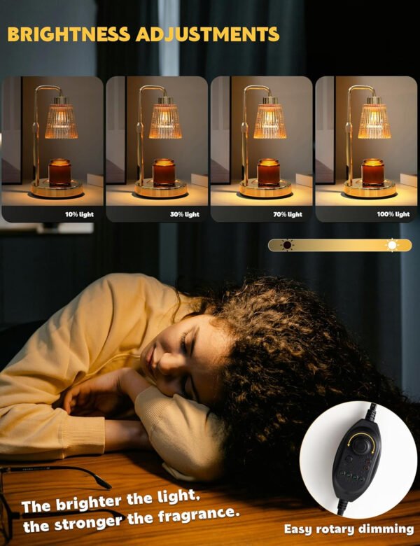 Lámpara calentadora de velas con temporizador regulable, altura ajustable, regalos de inauguración de la casa, decoración de habitación del hogar, regalos de cumpleaños para mujeres y mamá, - Imagen 18