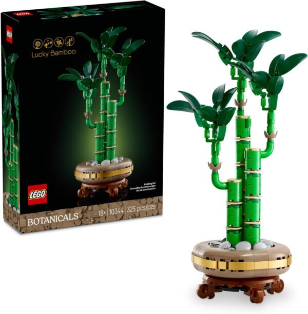 LEGO Botanicals Lucky Bamboo Building Set – Planta artificial para decoración del hogar en interiores, adultos a partir de 18 años – Decoración de plantas falsas para mesa, escritorio, oficina, regalo