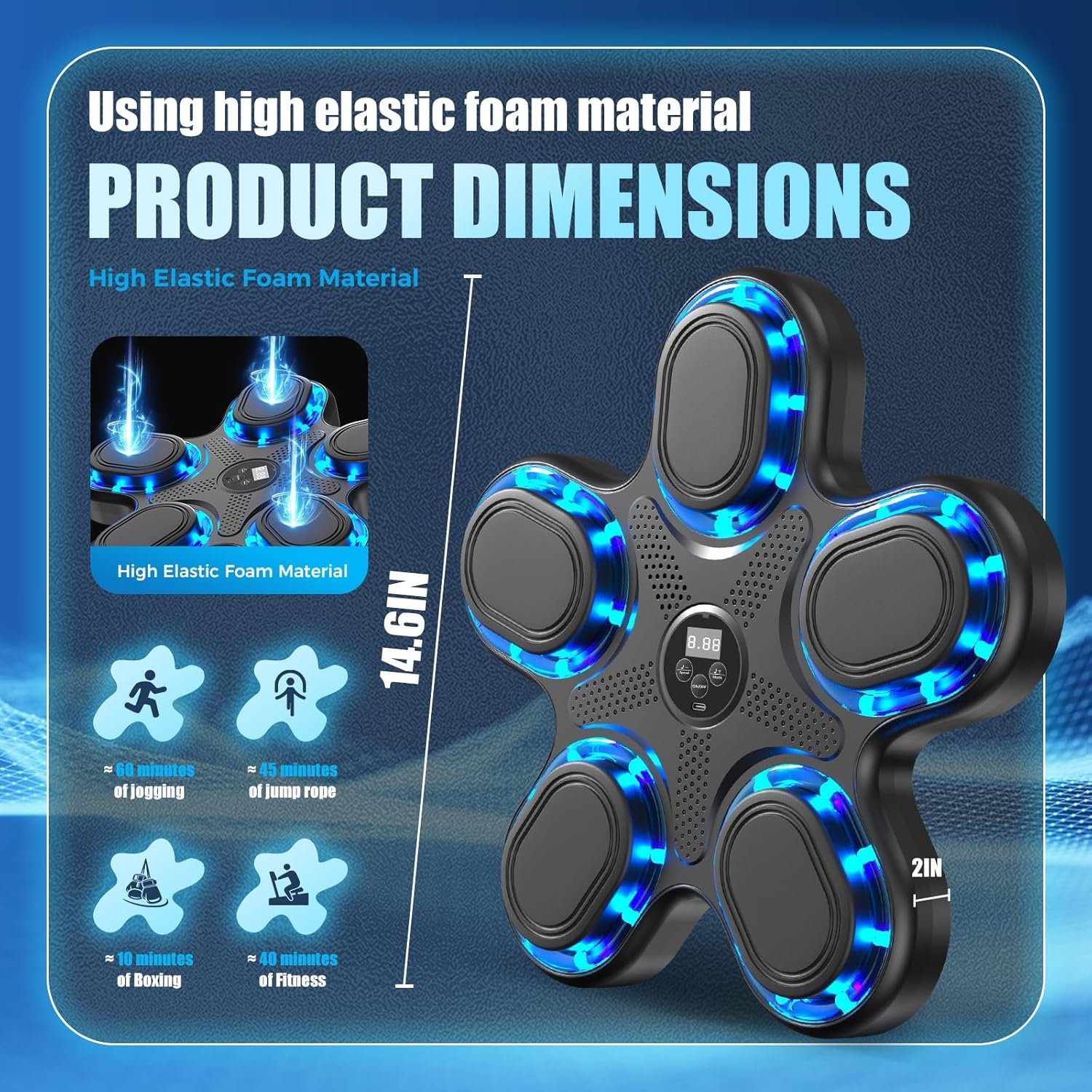 Máquina de boxeo musical mejorada 2025 – Equipo de fitness inteligente con Bluetooth montado en la pared con contador de perforaciones, velocidad ajustable, guantes premium incluidos – Compañero de - Imagen 6