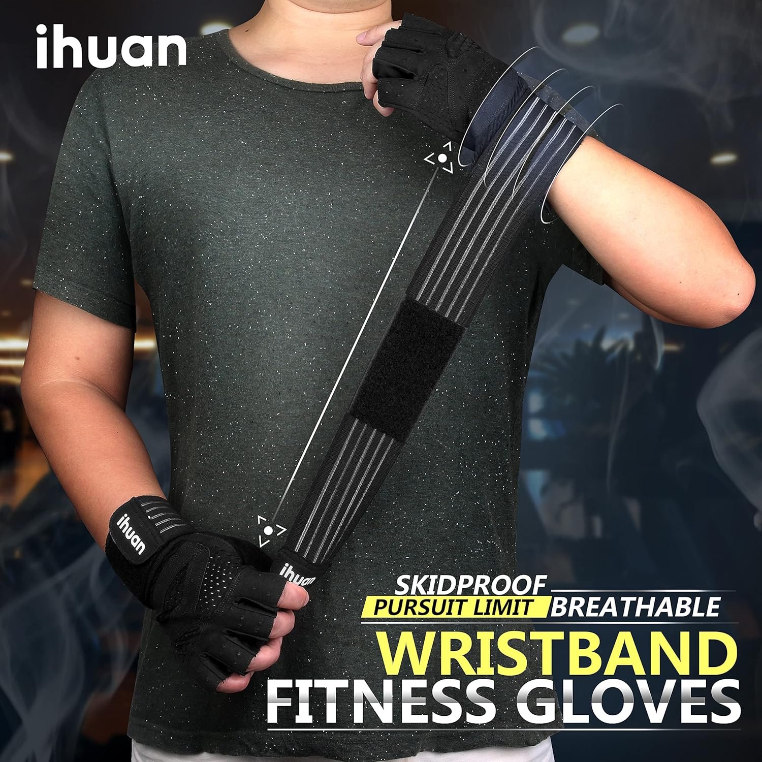 ihuan - Guantes de entrenamiento con ventilación, unisex, protección completa de la palma de la mano para levantamiento de pesas, entrenamiento, fitness, suspensiones, dominadas - Imagen 5