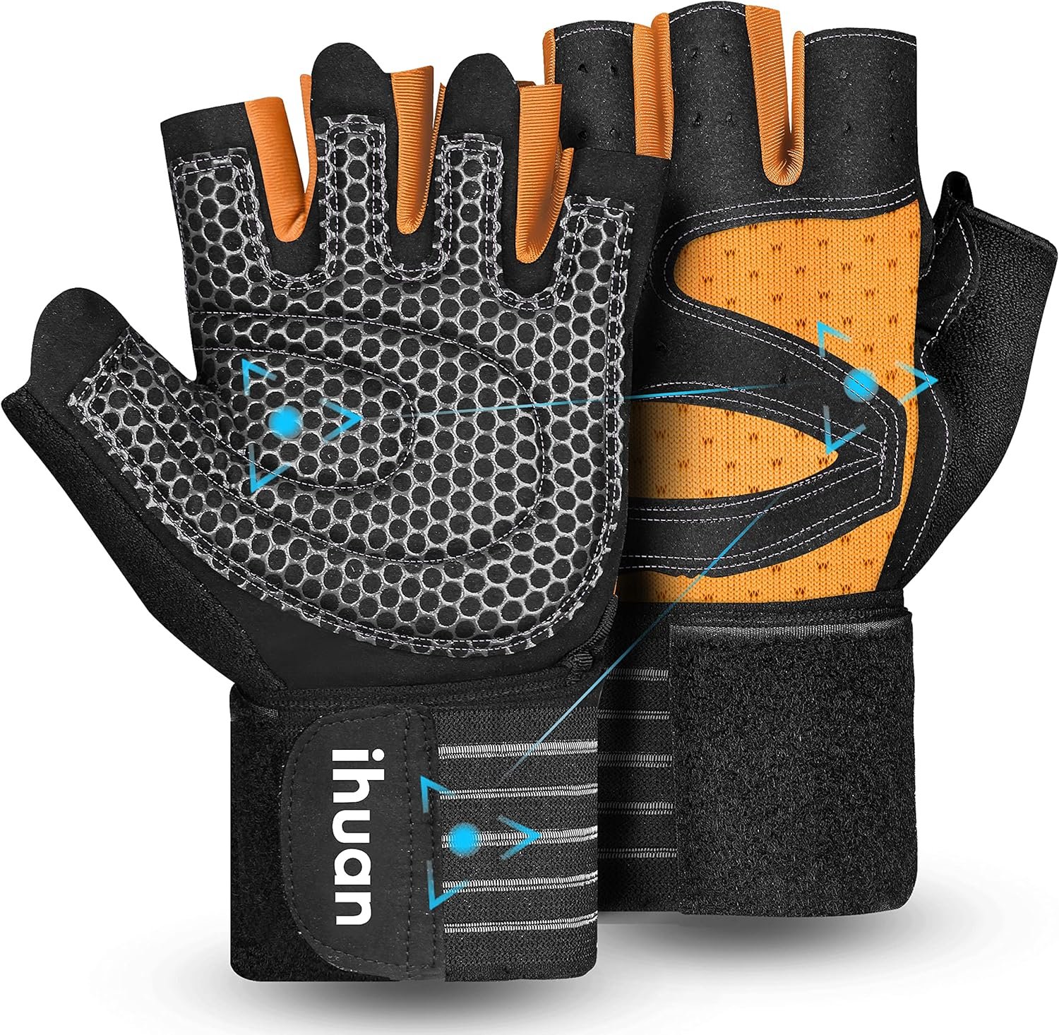 ihuan - Guantes de entrenamiento con ventilación, unisex, protección completa de la palma de la mano para levantamiento de pesas, entrenamiento, fitness, suspensiones, dominadas - Imagen 17