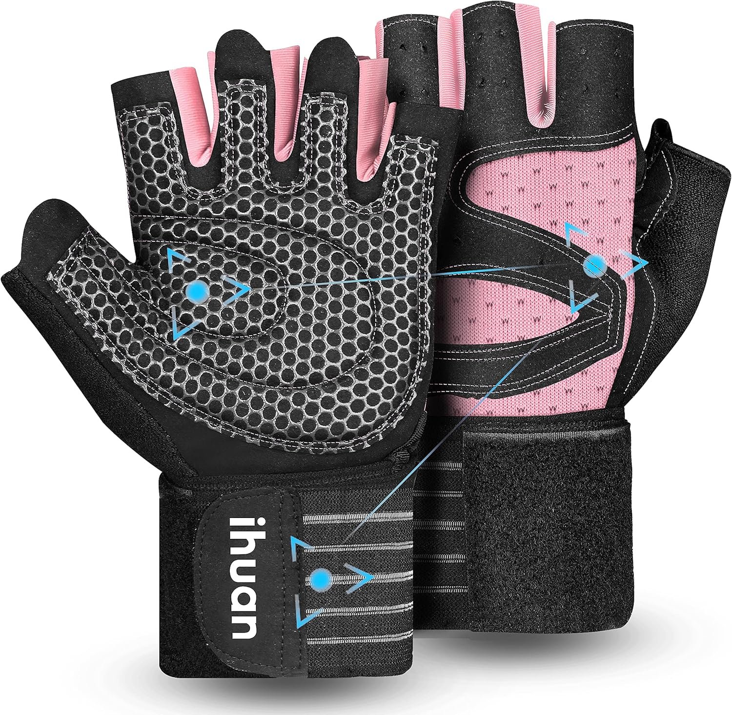 ihuan - Guantes de entrenamiento con ventilación, unisex, protección completa de la palma de la mano para levantamiento de pesas, entrenamiento, fitness, suspensiones, dominadas - Imagen 30