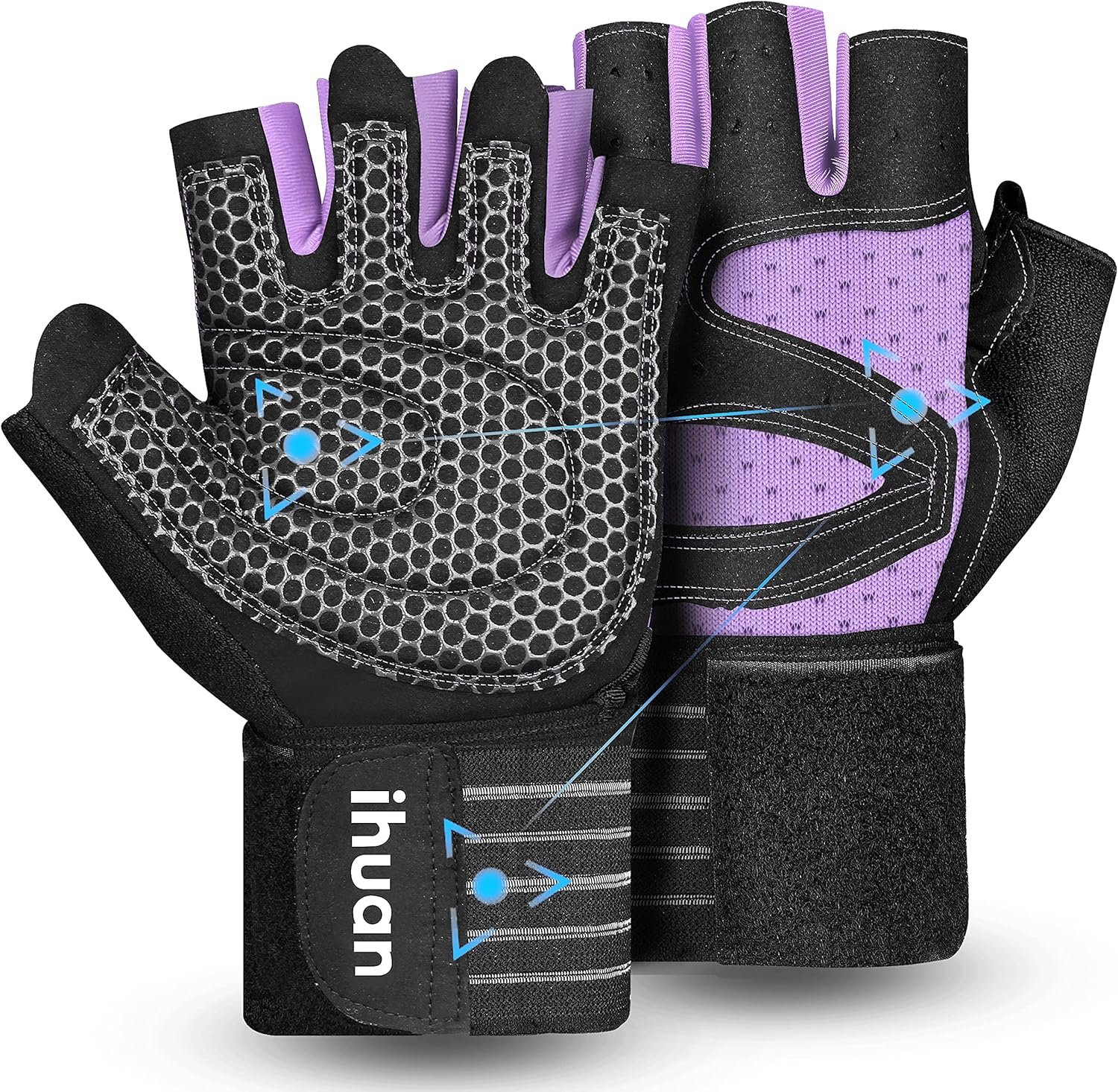 ihuan - Guantes de entrenamiento con ventilación, unisex, protección completa de la palma de la mano para levantamiento de pesas, entrenamiento, fitness, suspensiones, dominadas - Imagen 44