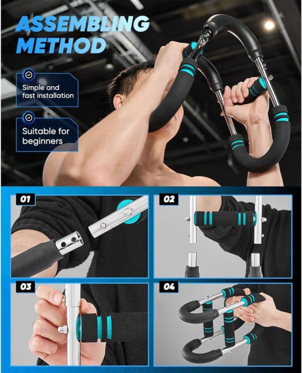 Ejercitador de brazo Twister, equipo de entrenamiento de pecho ajustable de 40 a 110 libras, fortalecedor de ejercicio mejorado para el antebrazo y tríceps en el pecho, máquina de ejercicios portátil - Imagen 3