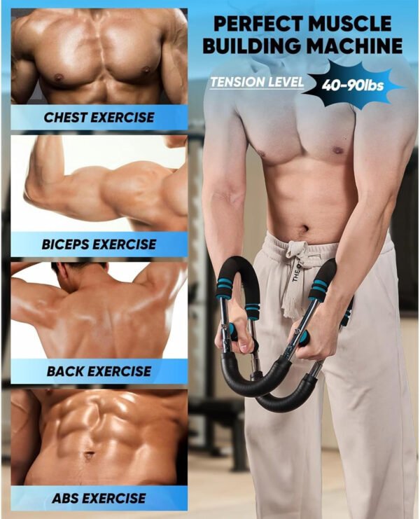 Ejercitador de brazo Twister, equipo de entrenamiento de pecho ajustable de 40 a 110 libras, fortalecedor de ejercicio mejorado para el antebrazo y tríceps en el pecho, máquina de ejercicios portátil - Imagen 4