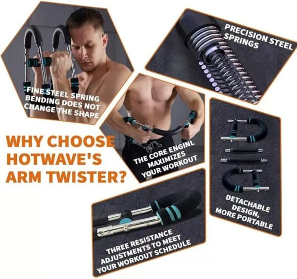 Ejercitador de brazo Twister, equipo de entrenamiento de pecho ajustable de 40 a 110 libras, fortalecedor de ejercicio mejorado para el antebrazo y tríceps en el pecho, máquina de ejercicios portátil - Imagen 7