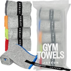 Acteon Paquete de 5 toallas de microfibra para gimnasio, secado rápido, sin olor, secado rápido, superabsorbentes, de secado rápido para hombres y mujeres, entrenamiento, yoga, correr, senderismo
