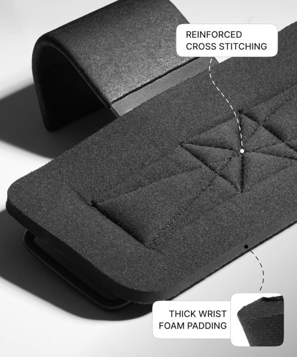 DMoose Fitness Ganchos de levantamiento de pesas para hombres y mujeres (par) – Acolchado de muñeca de 0.315 pulgadas de grosor – Empuñaduras de peso para levantamiento de pesas, encogimiento, filas y - Imagen 5