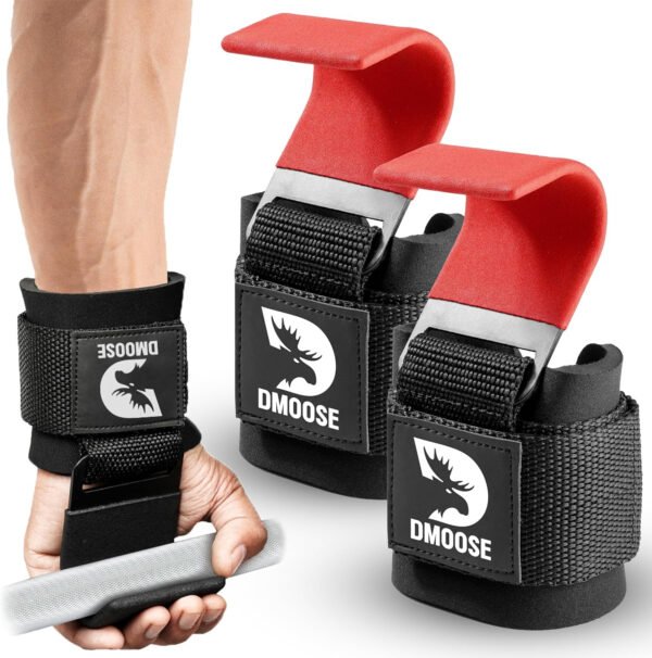 DMoose Fitness Ganchos de levantamiento de pesas para hombres y mujeres (par) – Acolchado de muñeca de 0.315 pulgadas de grosor – Empuñaduras de peso para levantamiento de pesas, encogimiento, filas y - Imagen 15