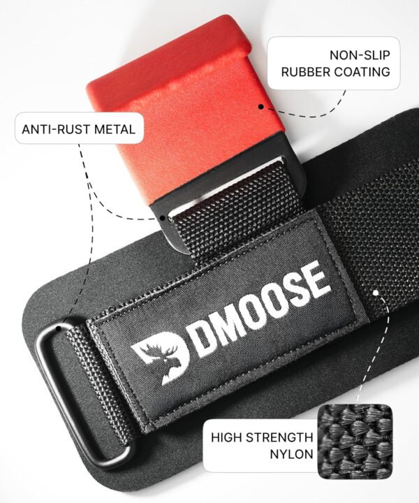 DMoose Fitness Ganchos de levantamiento de pesas para hombres y mujeres (par) – Acolchado de muñeca de 0.315 pulgadas de grosor – Empuñaduras de peso para levantamiento de pesas, encogimiento, filas y - Imagen 16